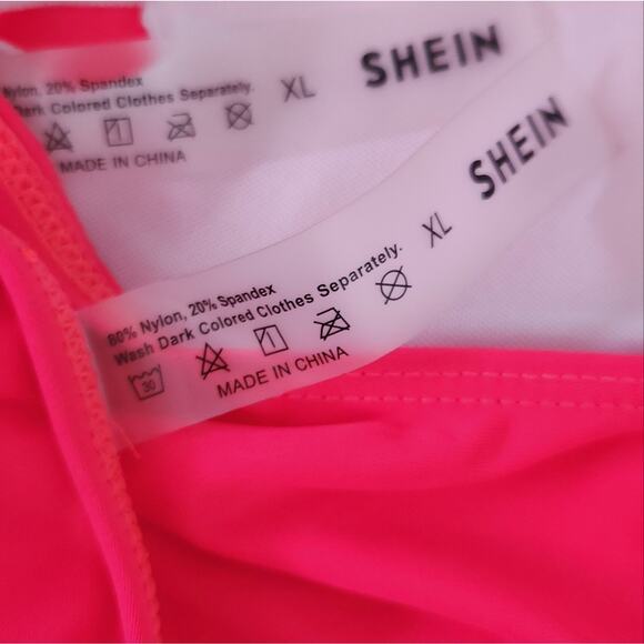 Shein Bikini XL Neon Pink Bikini Swimsuit Brazilian Cheeky Swim Bottoms - Picture 5 of 5